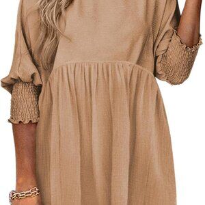 Womens Summer Dresses Casual Tunic Dress Short Sleeve Crew Neck Flowy Babydoll D